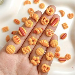 30PCS Cute Simulated Bread Toast Miniature Things for 0.47 inches, orange