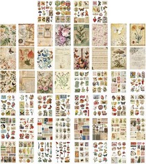 32 Sheets Pre-Cut Vintage Washi Stickers & 20 Scrapbook Papers Ephemera – Retro