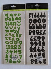 Lot of 2 Provo Craft Green Black Alphabiggies Letters Numbers Acid-Free Stickers