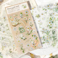 Pressed Flowers PET Flat Stickers Journal Card Seal Resin Art Scrapbook Sticker