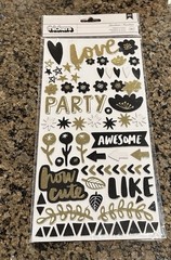 AC Thickers MISCELLANEA Amy Tangerine Shine Chipboard Stickers Black Gold Foil