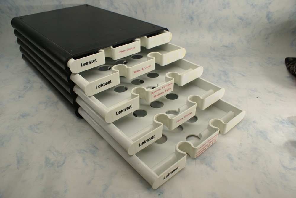 Vintage Black White Letraset Hard Case (only) for Dry-Transfer Lettering