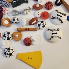 UNUSED Decorative Buttons SPORTS Baseball Golf Soccer Crafts Sewing Scrapbook
