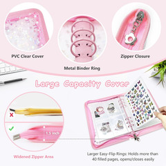 Sticker Storage Organizer Binder A5 Sticker Collecting Reusable Zipper Album wi