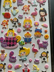 Alice in Wonderland Puffy Stickers Korean with Template