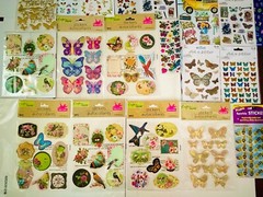 Large Sticker Lot Themed Birds Butterflies feathers Flowers Plants Farmhouse