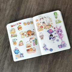 50 Sheets Cute Washi Paper Stickers Cartoon Animal Camping Picnic Food Toast DIY