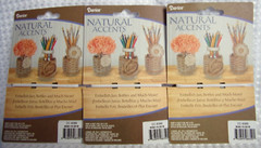 Lot 3 Darice Flower Burlap & Organza Ribbon & Wood Button With Elastic Loop NEW