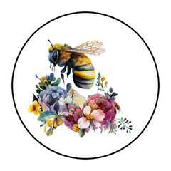 30 BUMBLE BEE AND FLOWERS STICKERS ENVELOPE SEALS LABELS 1.5″ ROUND FLORAL