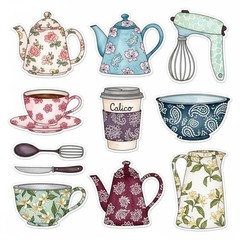 Cute Teacups And Kitchen Embellishments Junk Journal Scrapbook Choose A Set