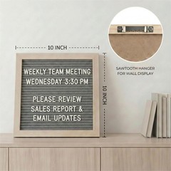 C CRYSTAL LEMON Gray Felt Letter Board 10×10 Inch, 336 Pre-Cut Grey,