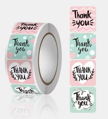 500 pcs / 1 Roll Thank You Stickers 2.5 Cm X 2.5 Cm