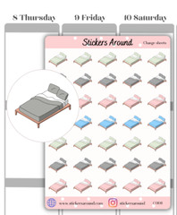 Change Bed Sheets Planner Sticker, Chores Sticker, Calendar and Journal Sticker