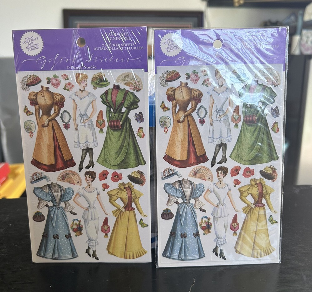 Punch Studios Gifted Line Stickers Victorian Paper Dolls Dress the Ladies New