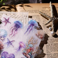 42 pcs Mermaid Translucent Vellum Matte Surface Paper Sticker Scrapbook Craft