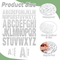 15 Sheets Silver Letter Stickers 780 Pcs Glitter Capital Letters Large Self-Adhe