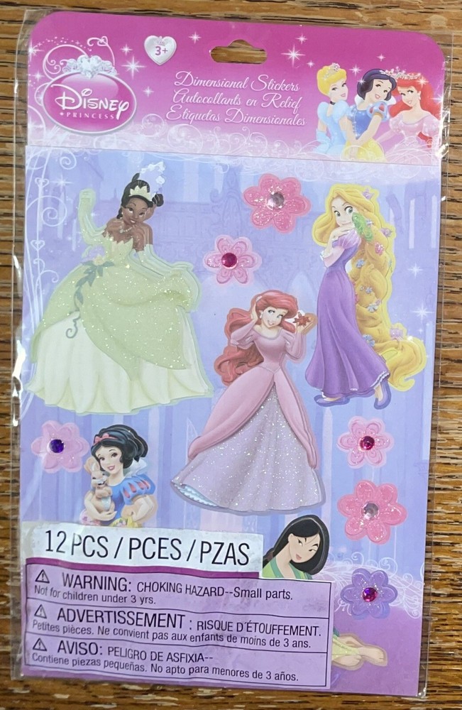 DISNEY PRINCESS Ariel Aurora Snow White Rapunzel Pocahontas 3D Scrapbook Sticker
