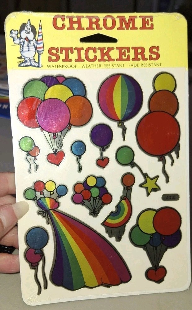 Vintage Stickers BJ Decal Specialties Chrome Rainbow Balloons RARE 1 Sht 1 Pkg