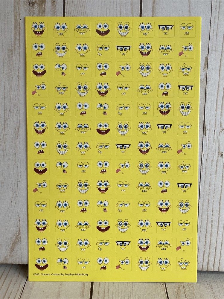Emoji Faces With SpongeBob SquarePants Stickers Single Sheet Square Decorate New
