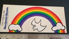Vintage Stickers Rainbow Clouds Clear Decal Bumper Sticker Religious Jesus 1979