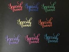 «Special Friend» word die cut embellishments Choose Color 6 pcs 1-1/2″ x 2-1/4″