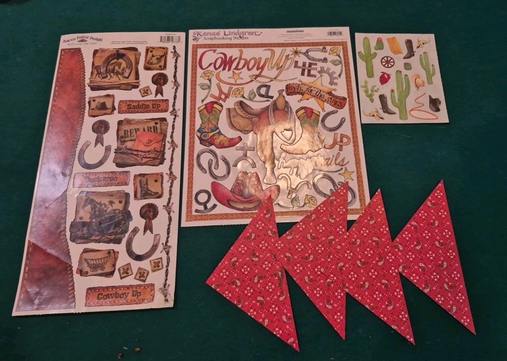 Cowboy Themed Sticker Lot Western Scrapbook Bandana Corners