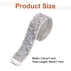 1 Inch x 1 Yard Crystal Rhinestone Sticker Ribbon Silver AB