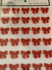 CHRISTMAS CRAFTS STICKERS 3D RED BOWS CHRISTMAS GLITTER FOAM MINI RED BOWS 84PCS