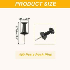 📌400 ALL BLACK📌 Push Pin Plastic Head Steel Point Thumb Tacks Pushpins 📌NEW📌