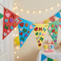 150PCS Glitter Foam Heart Stickers, Colorful Bow Heart Star Glitter Foam Sticker