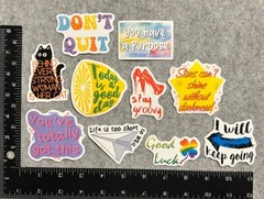 Lot of 10 Assorted Positive Affirmation Stickers Smile Happy Love Fitness