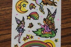Rare 1982 Illuminations Fantasies Sticker sheet Unicorn Fantasy fairies sun moon