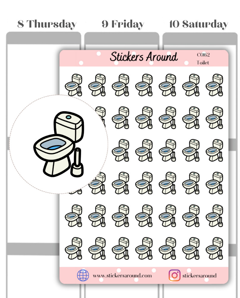 Toilet Icon Planner Sticker, Cleaning Chores, Calendar & Journal Sticker
