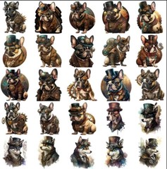 10pcs Steampunk Dog Stickers- Scrapbooking, Journal, DIY Crafts & Card Making