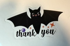 Halloween Bat Thank You Planner Stickers Black White Orange Purple Scrapbooking
