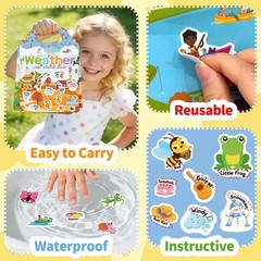 3 Sets Reusable Jelly Sticker Books 3-6 | Kids Travel Weather Insect Beach Toys