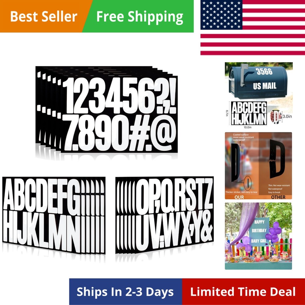 288 Pieces 18 Sheets Letter Stickers,Self Adhesive Vinyl Waterproof Mailbox N…