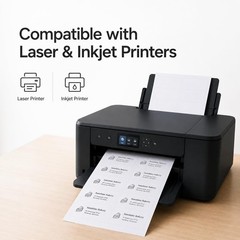(2″ x 4″) 30 Sheets, Printable White Sticker Labels, Laser/Inkjet Printing – Mat