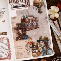 20Pcs Vintage Steampunk PET Stickers Journal Planner Decals Scrapbooking Crafts