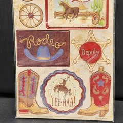 Debbie Mumm Cowboys 5.5″x13″ Die-Cut Sticker Sheet scrapbooking