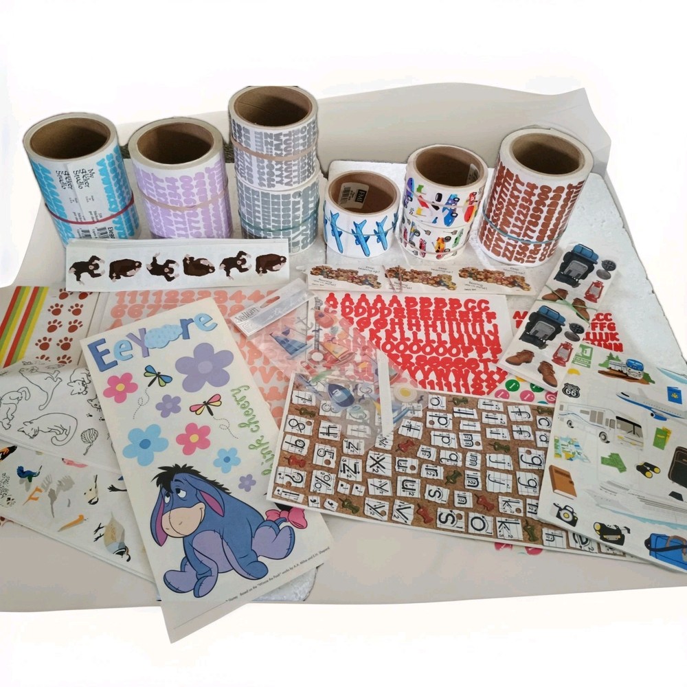 Large Scrapbook Stickers Lot 8 Rolls and A Bunch Of Sheets Of Stickers
