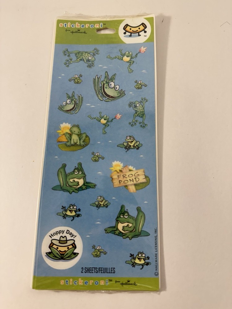 Hallmark Stickeroni Stickers Vintage Frogs Frog Pond Hoppy 2 Sheets Made In USA