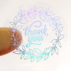 Holographic Clear Thank You Stickers Roll for Small Business 6 Different Designs