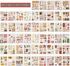 532PCS Vintage Stickers for Scrapbooking, 50 Sheets Precut Washi Stickers Book f