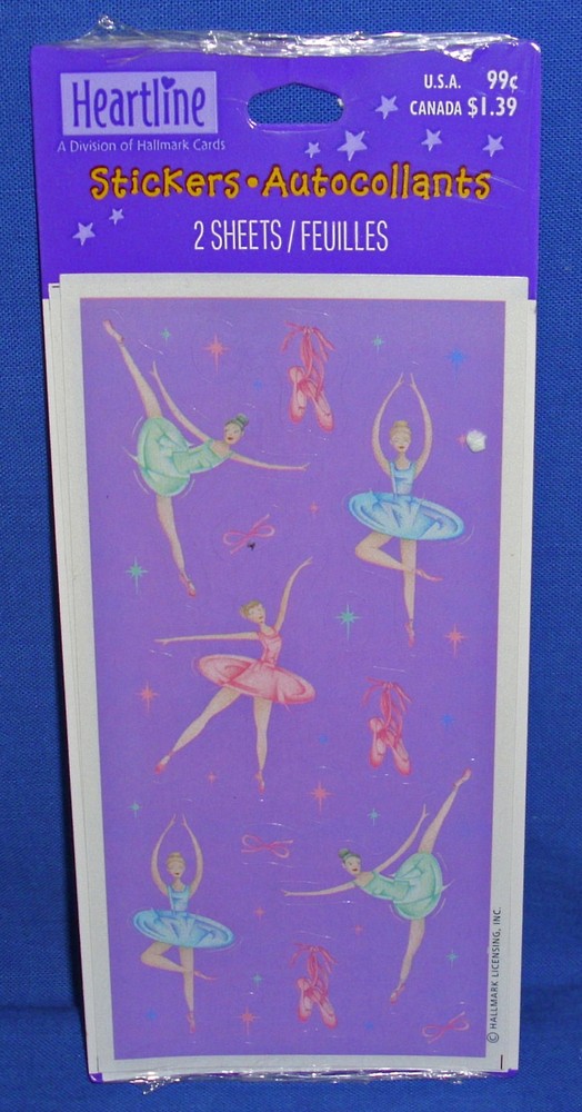 Hallmark Heartline Stickers Ballet Ballerina 2 Sheets NIP Free Shipping Over $15