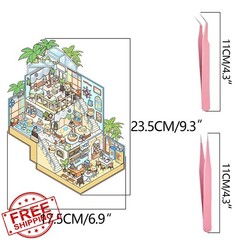 4 Sets Big DIY 3D Sticker Scene Book Kids Adults Miniature Room House