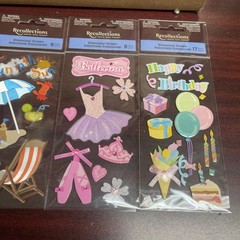 RECOLLECTIONS STICKERS HAPPY BIRTHDAY ,BALLERINA,fun In Sun Lot Of 4