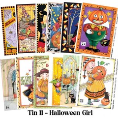 Mary Engelbreit Collectible Tin + 12 Vinyl Stickers Tin #11 Halloween Girl