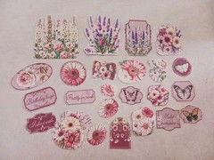 Lot Spring Wild Flower Shabby journal DIE CUTS Ephemera Tags Collage Scrapbook