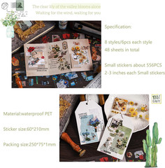 556 Pcs/48 Sheets Stickers for Scrapbooking,Scrapbook Flower Stickers for Scrapb
